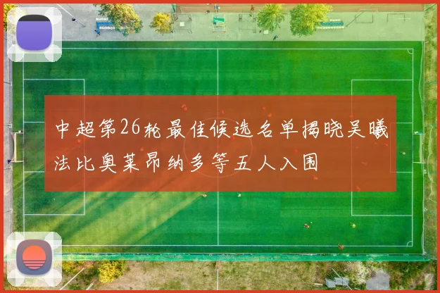 中超第26轮最佳候选名单揭晓吴曦法比奥莱昂纳多等五人入围